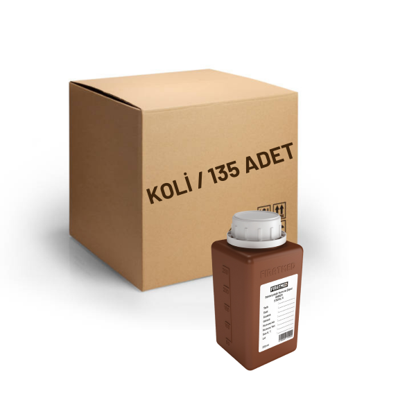 FIRATMED Su Numune Şişesi Amber - Tiyosülfatlı - 250mL - Steril - Etiketli - Paket/135 Adet