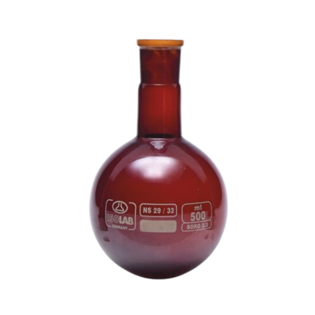 ISOLAB - Balon - Dibi Yuvarlak - Amber - Şilifli - 1000 ml - NS 29/32