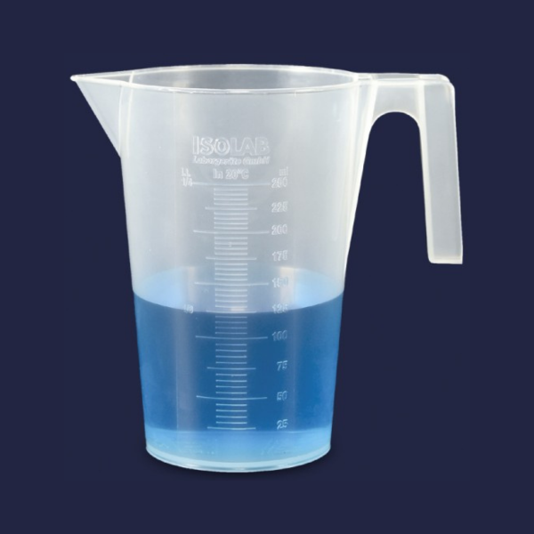 ISOLAB - Beher - Kulplu - P.P - Kısa Form - Kabartma Skala - 3000 ml