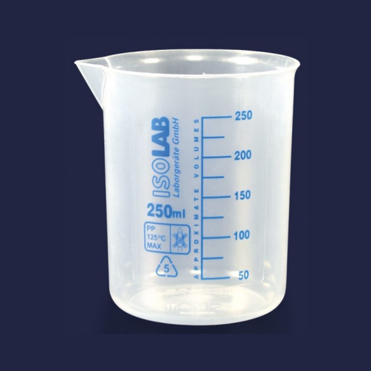 ISOLAB - Beher - P.P - Kısa Form - Mavi Skala - 25 ml