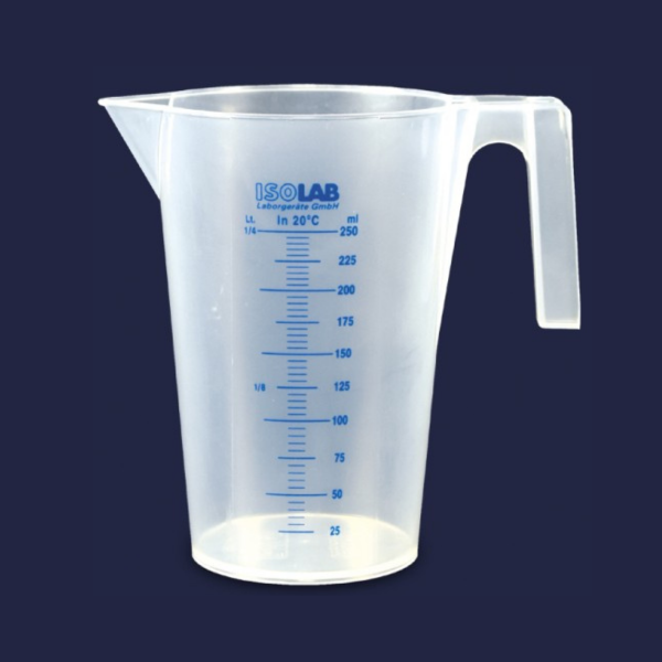 ISOLAB - Beher - Kulplu - P.P - Kısa Form - Mavi Skala - 3000 ml