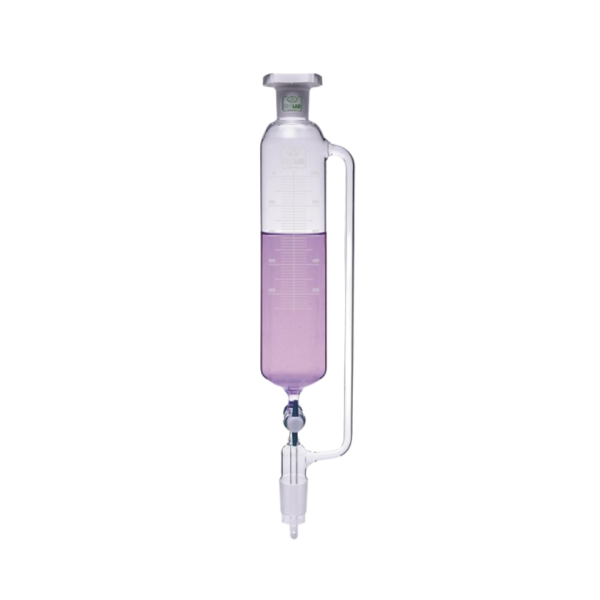 ISOLAB - Damlatma Hunisi - Cam - Silindirik - Basınç Borulu - Dereceli - Ptfe Musluklu - 500 ml