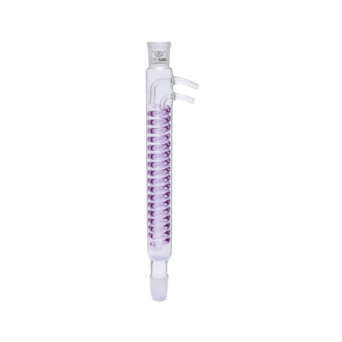 ISOLAB - Soğutucu - Dimroth - 250 mm - Dişi Şilif : NS 29/32 - Erkek Şilif : NS 29/32 - Cam Yan Kol