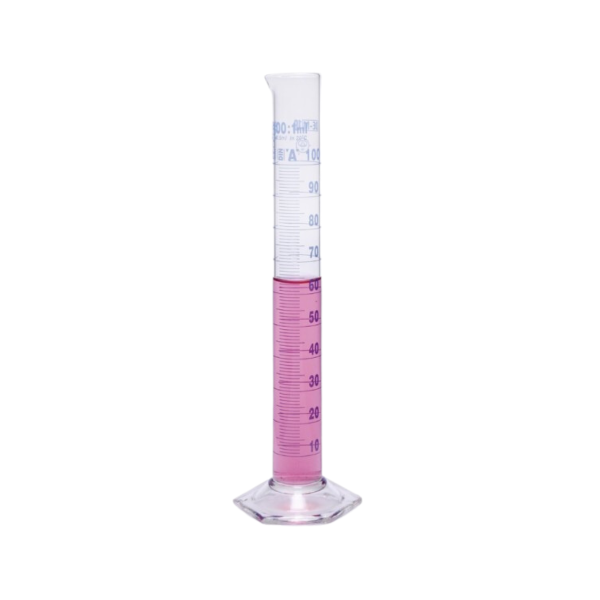 ISOLAB - Mezür - Uzun Form - Hexagonal Cam Tabanlı - A Kalite - Grup Sertifikalı - Mavi Skala - 250 ml