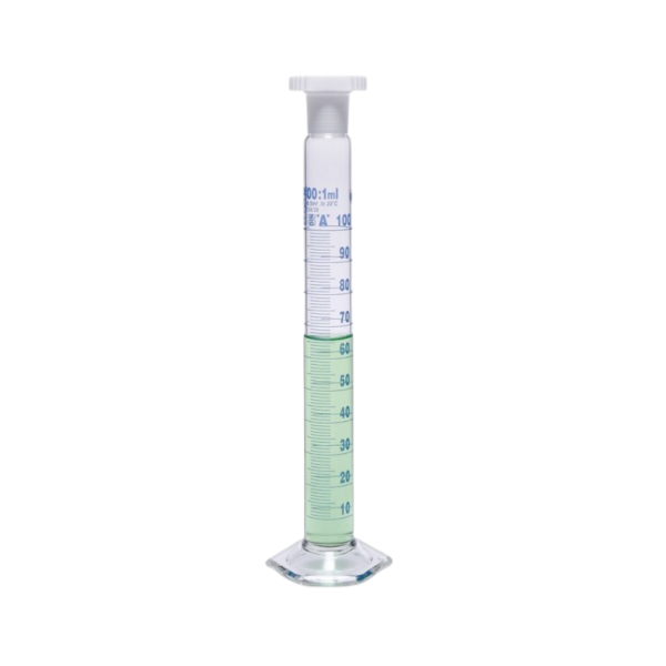 ISOLAB - Mezür - Çalkalama - Hexagonal Cam Tabanlı - A Kalite - Grup Sertifikalı - Mavi Skala - 100 ml