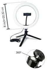 8inç 20cm Youtube Instagram Tiktok Selfie  Stüdyo Video Fotoğraf Ring Light  Tripod Led Halka Işık