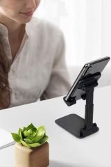 Siyah Aynalı Cep Telefonu Sabitleyici Stand Katlanabilir Ayarlanabilir Telefon Standı