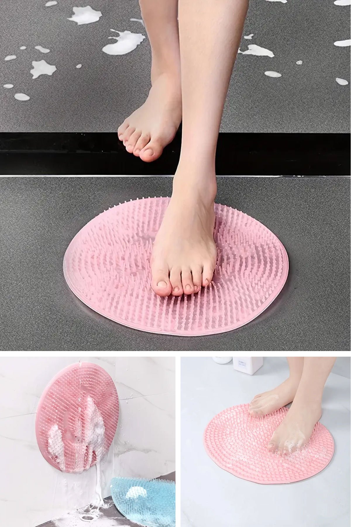 Pratik Silikon Vantuzlu Banyo Fırçası Masaj Pedi Sırt Ayak Kesesi Yıkama Aleti Sırt Lifi Ayak Matı