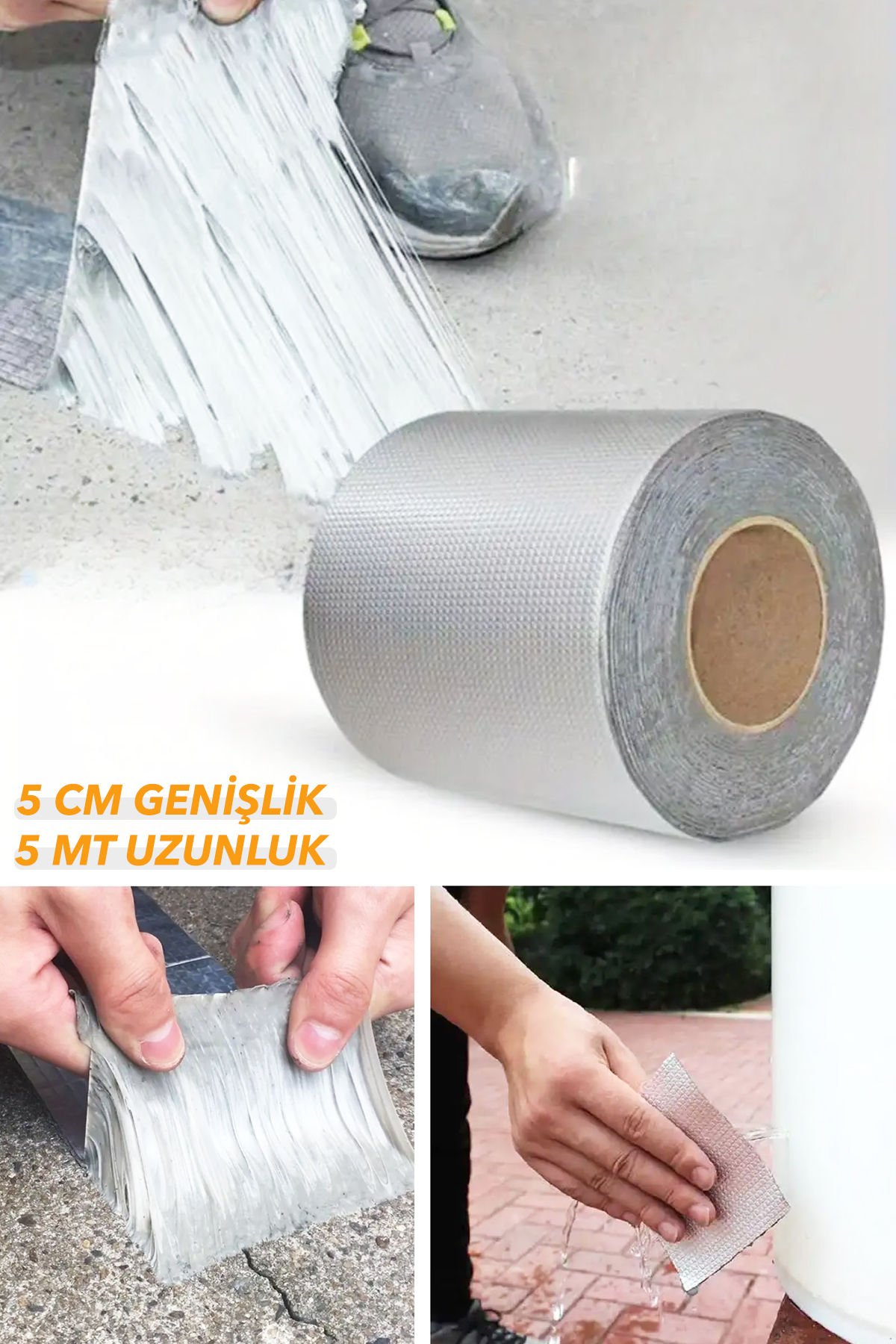 Kalın Alüminyum Folyo Butil Bant Sızdırmazlık & Çatlak Onarımı için Yüksek Sıcaklığa Dayanıklı Su Geçirmez Bant 5 CM