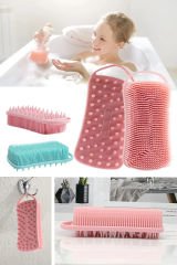 Silikon Vücut Temizleyici ve Peeling Süngeri, Askılı ve Silikonlu Banyo Fırçası