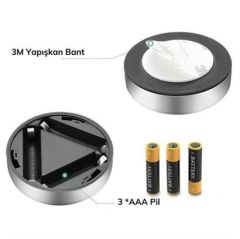 Kablosuz Spot Pilli Dokunmatik Led Lamba 3 Ledli Dolap Lambası
