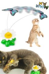 3'lü Kedi Oyuncağı Seti Hareketli Dönen Kelebek, Yenilebilir Kedi Nanesi Otu ve Fareli Kafesli Peluş