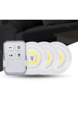 Kablosuz Led Spotlar 3 Adet Kumandalı Kendinden Yapışkanlı Pilli