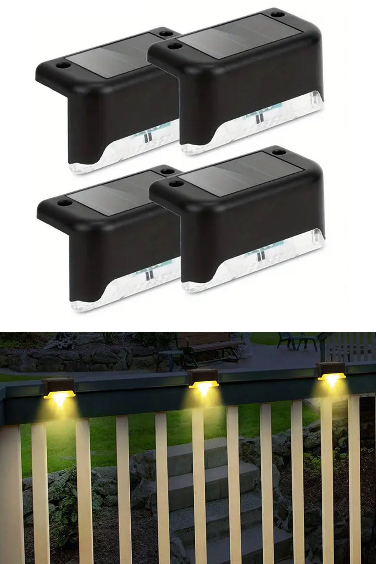 4 adet/LED Güneş Enerjili Merdiven Işıkları Su Geçirmez Dış Mekan Bahçe Geçit Avlu Teras Koruma Korkuluğu Adım Işığı Peyzaj Işığı
