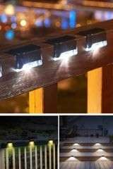 4 adet/LED Güneş Enerjili Merdiven Işıkları Su Geçirmez Dış Mekan Bahçe Geçit Avlu Teras Koruma Korkuluğu Adım Işığı Peyzaj Işığı