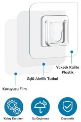 Eşya Sabitleme Askısı 10 Çift Şeffaf Çift Taraflı Yapışkanlı Geçmeli Klips