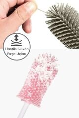 Silikon Uçlu Ekstra Yumuşak Kıllı Sağlam Kavanoz Bardak  Şişe Ve Biberon Temizleme Fırçası