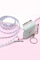 Sevimli Stickerlı Anahtarlıklı 150 cm Mezura - Taşınabilir ve Pratik
