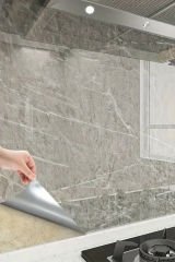 Atina Grisi Mermer Desenli Yapışkanlı Folyo - 60 CM x 5 MT Dekoratif Çözüm