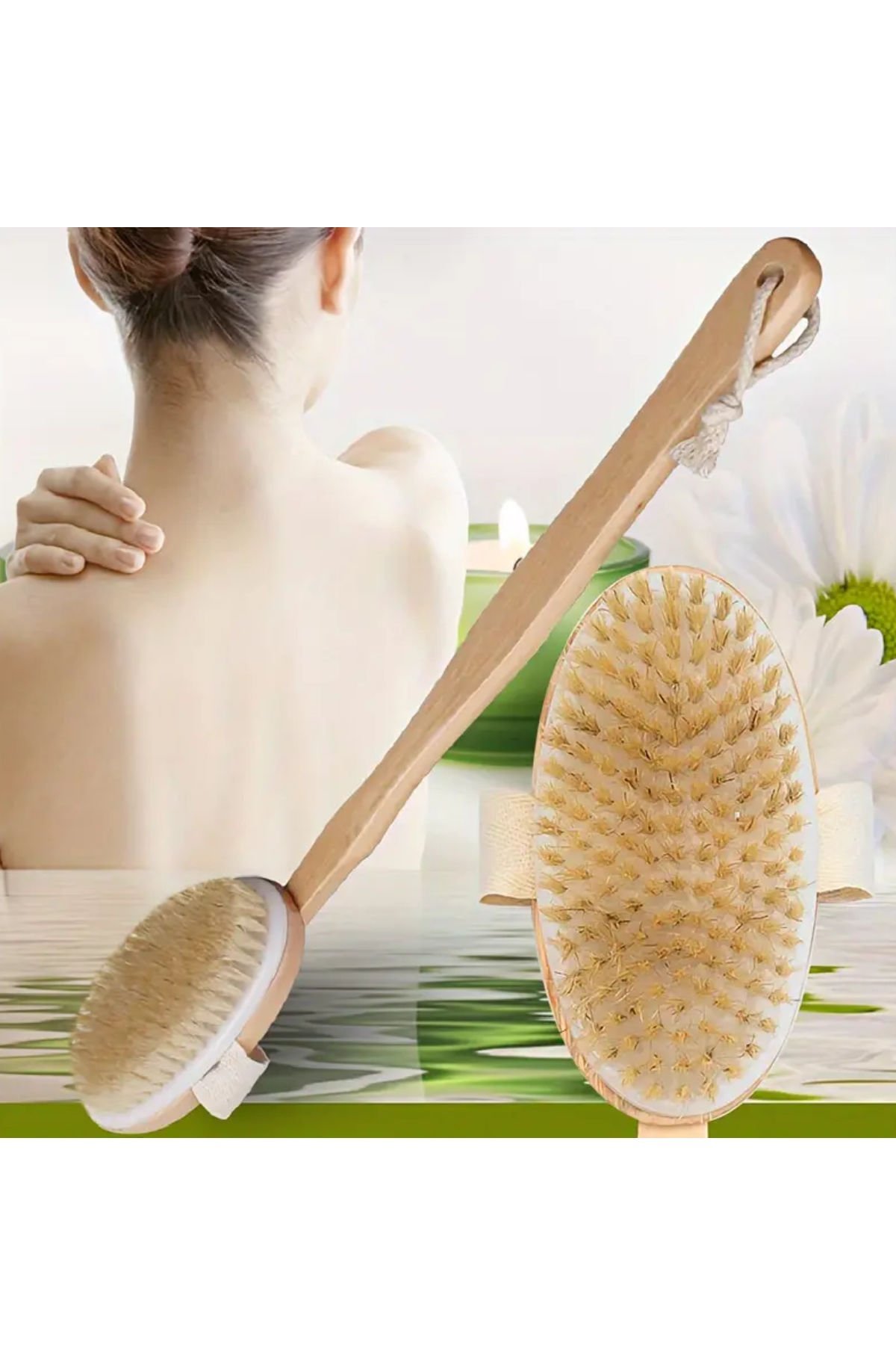 Doğal At Kılı Selülit Karşıtı Sapı Çıkabilen Ahşap Banyo Fırçası
