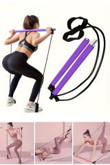 Ev Egzersizleri İçin Tam Bar Seti  Çok Yönlü Yoga & Pilates Bar Seti Direnç Bandı ile
