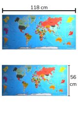 Renkli Atlas Dünya Haritası Manyetik Yapıştırıcı Gerektirmeyen Duvar Stickerı 118 CM * 56 CM