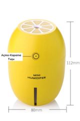 Limon Tipi Mini Hava Oda Nemlendirici Ledli Işıklı Buhar Makinesi