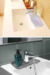 Musluk Emici Mat, Silikon Katlanabilir Musluk Sıçrama Koruması Lavabo Damlama Matı Su Tutucu Lavabo Matı Kurutma Matı Mutfak ve Banyo için Lavabo Aksesuarları (Gri)