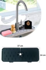 Musluk Emici Mat, Silikon Katlanabilir Musluk Sıçrama Koruması Lavabo Damlama Matı Su Tutucu Lavabo Matı Kurutma Matı Mutfak ve Banyo için Lavabo Aksesuarları (Gri)