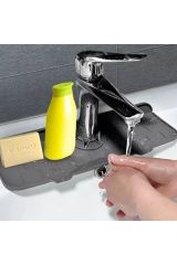 Musluk Emici Mat, Silikon Katlanabilir Musluk Sıçrama Koruması Lavabo Damlama Matı Su Tutucu Lavabo Matı Kurutma Matı Mutfak ve Banyo için Lavabo Aksesuarları (Gri)