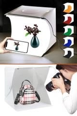 40x40 cm Katlanabilir Işıklı Çekim Kutusu – 6 Renk Fonlu Profesyonel Fotoğraf Stüdyosu