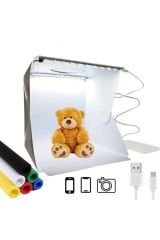 40x40 cm Katlanabilir Işıklı Çekim Kutusu – 6 Renk Fonlu Profesyonel Fotoğraf Stüdyosu