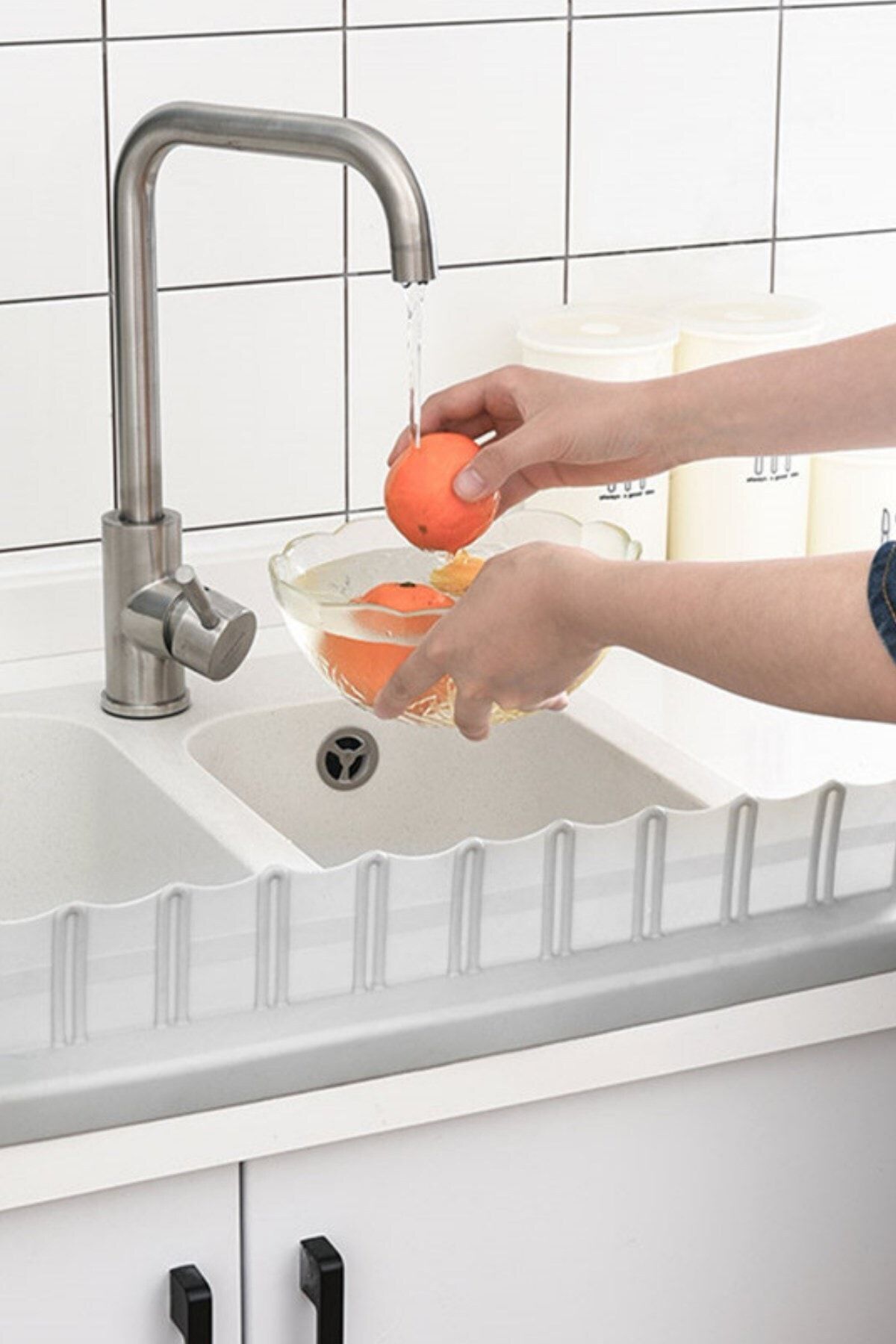 Vantuzlu Kauçuk Sıvı Su Sızdırmaz İzolasyon Mutfak Banyo Duş Bariyeri Lavabo Kenar Tutucu