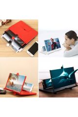 Kırmızı Telefon ve Tablet Ekran Büyütücü Aparat