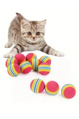 Gökkuşağı Çizgili Köpük Top, Kedi ve Köpek Oyuncağı 3 Adet 4,2 cm