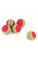 Gökkuşağı Çizgili Köpük Top, Kedi ve Köpek Oyuncağı 3 Adet 4,2 cm