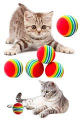 3lü Gökkuşağı Sünger Kedi Köpek Çiğneme Oyun Topu 4,2 cm