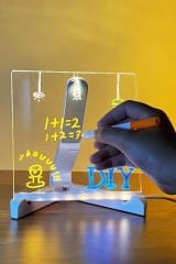 LED Aydınlatmalı Silinebilir USB özellikli Çok Renkli Akrilik Çizim Tahtası 20 CM