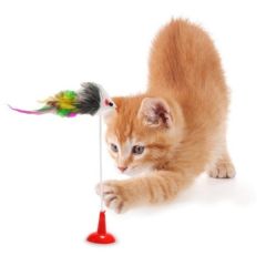 2li Vantuzlu Fareli Tüylü Hareketli Çanlı ve Esneyen Eğlenceli Peluş Kedi Oyuncağı