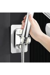 Ayarlanabilir Kendinden Yapışkanlı Duş Başlığı Tutucu - Duvara Monte El Duşu Tutucu 120° Açı Ayarı ile, Matkap Gerektirmez