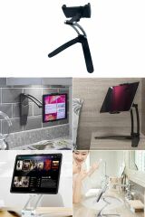360 Derece Dönebilen Mutfak Masaüstü Telefon Tablet Tutucu Ayarlanabilir Esnek Ayaklı Metal