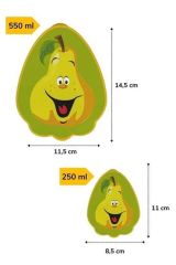 2'li İç İçe Geçebilen Armut Model Saklama ve Beslenme Kabı Seti (550 ml + 250 ml)
