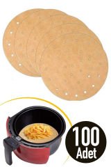 100 Adet  Air Fryer Pişirme Kağıdı Tek Kullanımlık Hava Fritözü Yuvarlak Delikli Model