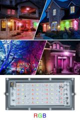 Kumandalı Led Işık Dış Cephe Aydınlatması Çok Renkli RGB Led Panel Işık PartiLed Aydınlatma