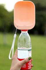 Taşınabilir Evcil Hayvan Su Şişesi Bağlantılı İçme Kabı Sızdırmaz Plastik Kediler ve Köpekler İçin