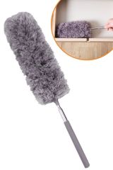 140 Cm Teleskopik Uzatılabilir Mikrofiber Yumuşak Başlıklı Gri Toz Alma Fırçası Toz Püskülü