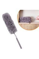140 Cm Teleskopik Uzatılabilir Mikrofiber Yumuşak Başlıklı Gri Toz Alma Fırçası Toz Püskülü
