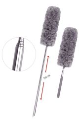 140 Cm Teleskopik Uzatılabilir Mikrofiber Yumuşak Başlıklı Gri Toz Alma Fırçası Toz Püskülü