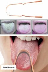 Bakır Oil Pulling Yağ Çekme Dil Plak Temizleme Aleti Dil Fırçası Sıyırıcı Dil Kaşığı