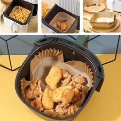 50 Adet Air Fryer Pişirme Kağıdı Tek Kullanımlık Yağ Geçirmez 23 Cm Kare Pişirme Kağıdı